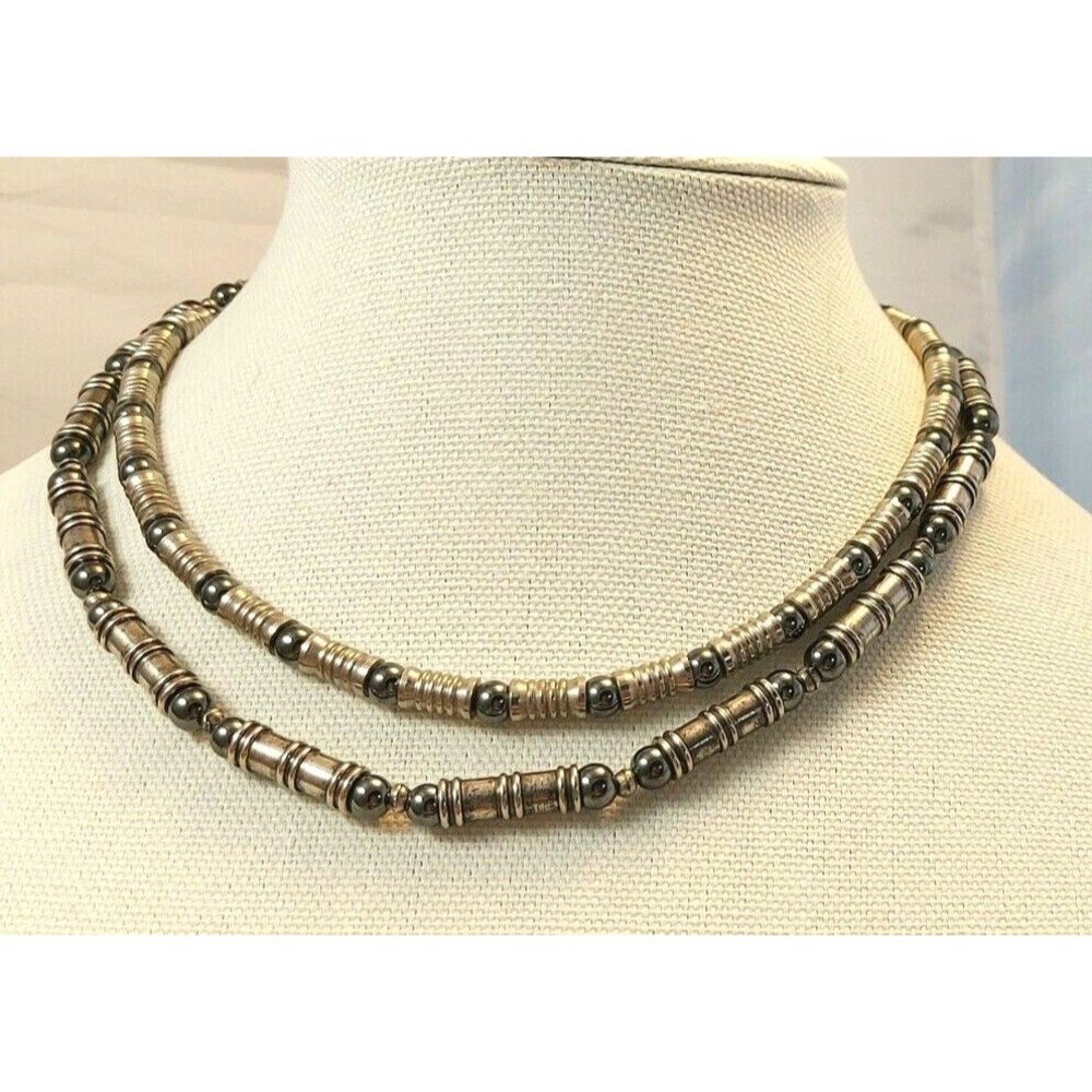 New Choker Necklace Silvertone and hematite beads choose yours